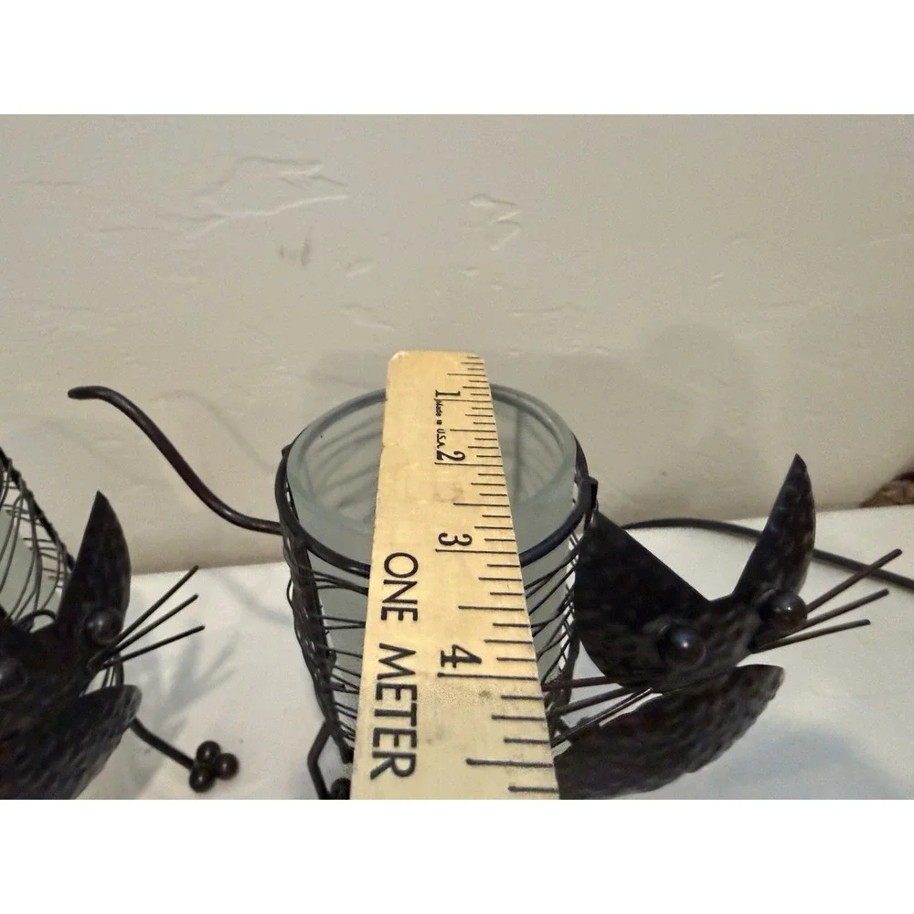 Vintage Black Cats Metal Candle‎ Holders Set of 2